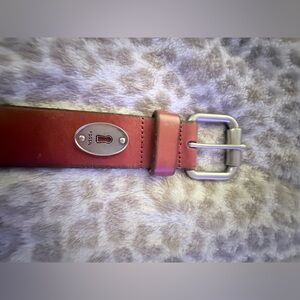 Fossil Men's Red Leather Belt Bag